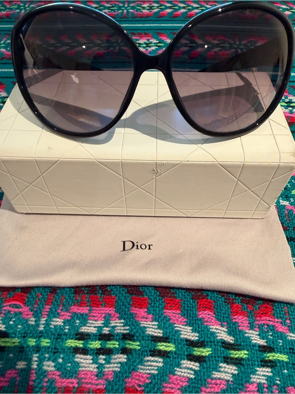 Dior Oversized Black Sunglasses Black Lenses w/ Original Case & Box